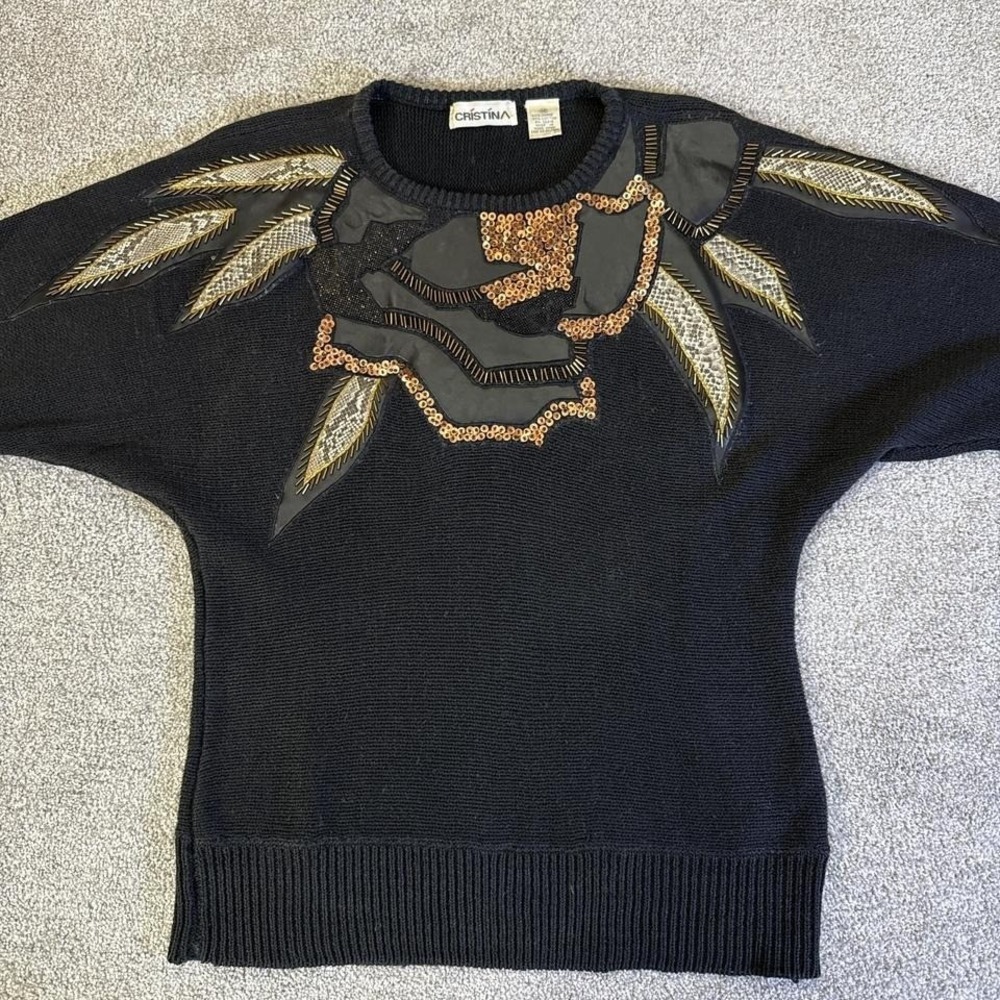 Vintage 90s Christina Sweater Metal Embellished Women's Medium - Picture 3 of 6